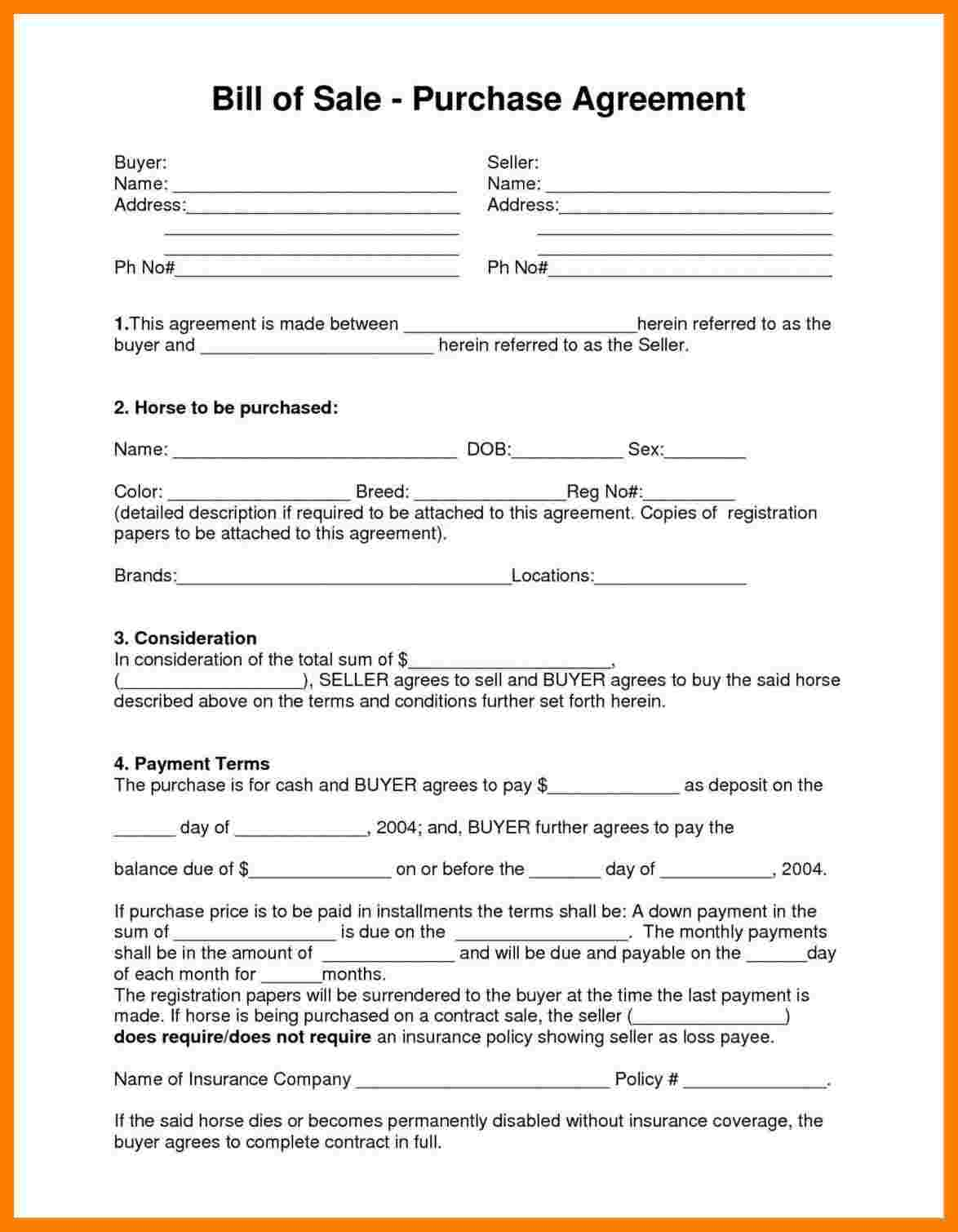 Printable Horse Bill Of Sale Form That Are Clean | Melvin Within Horse Bill Of Sale Template
