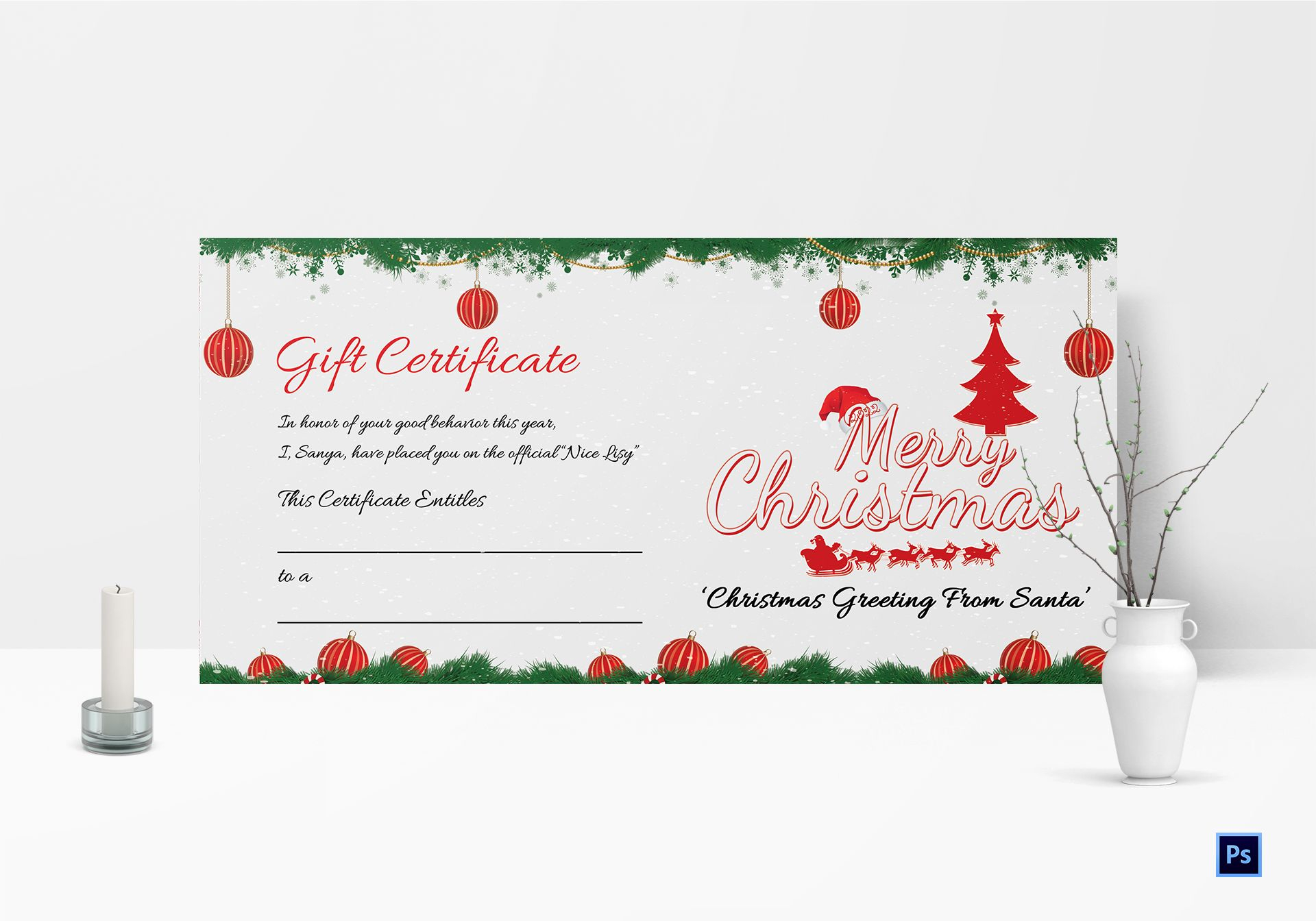 Printable Merry Christmas Gift Certificate With Merry Christmas Gift Certificate Templates