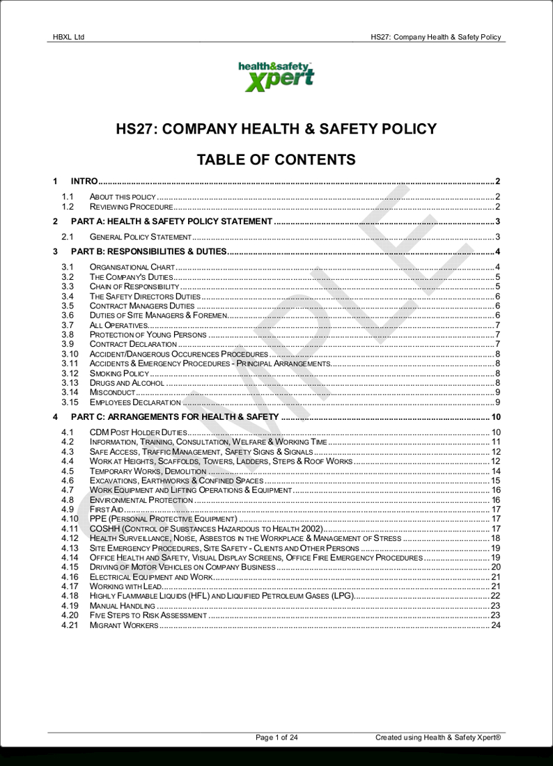 Professional Results – Hbxl Professional Services Inside Health And Safety Policy Template For Small Business