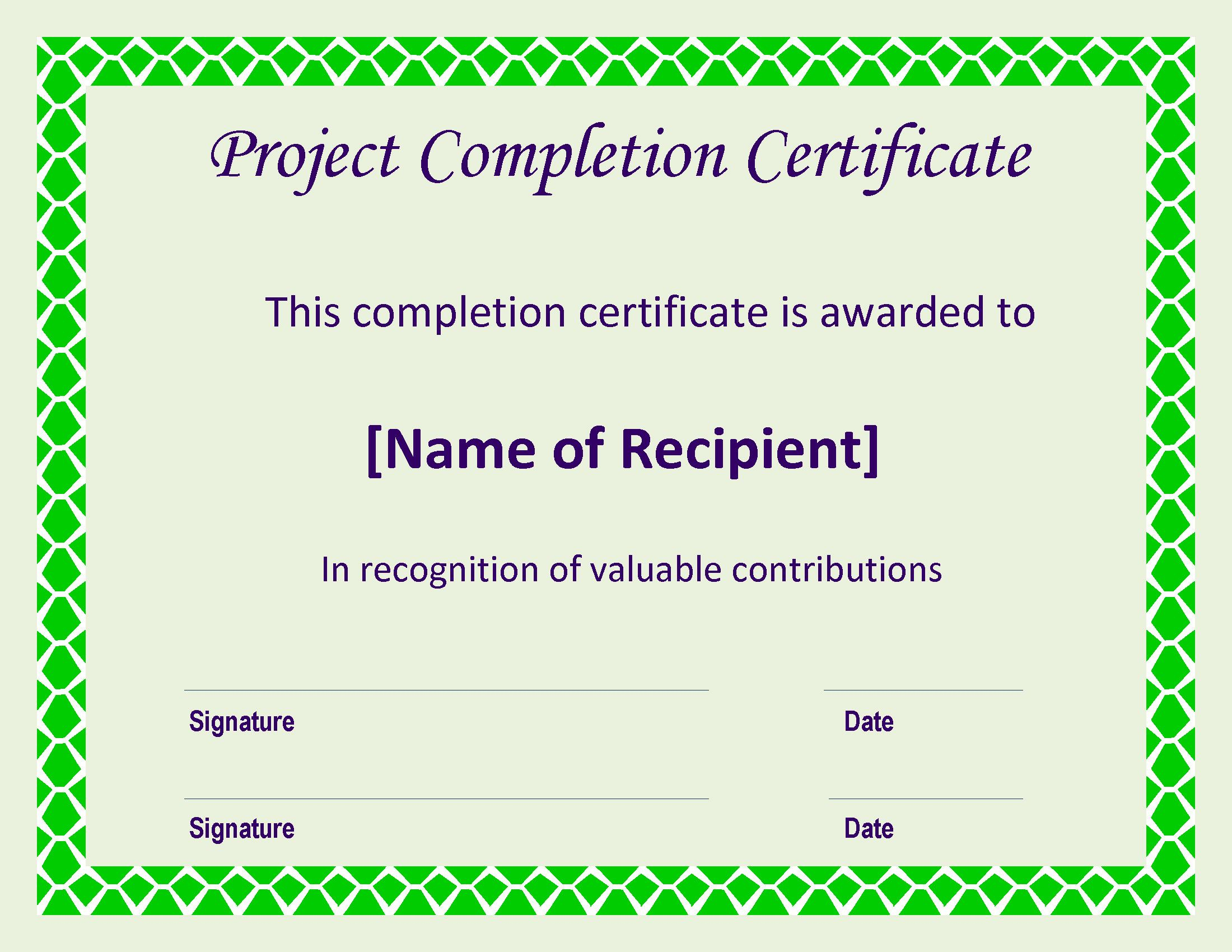 Project Certificate Template – Colona.rsd7 In Green Belt Certificate Template