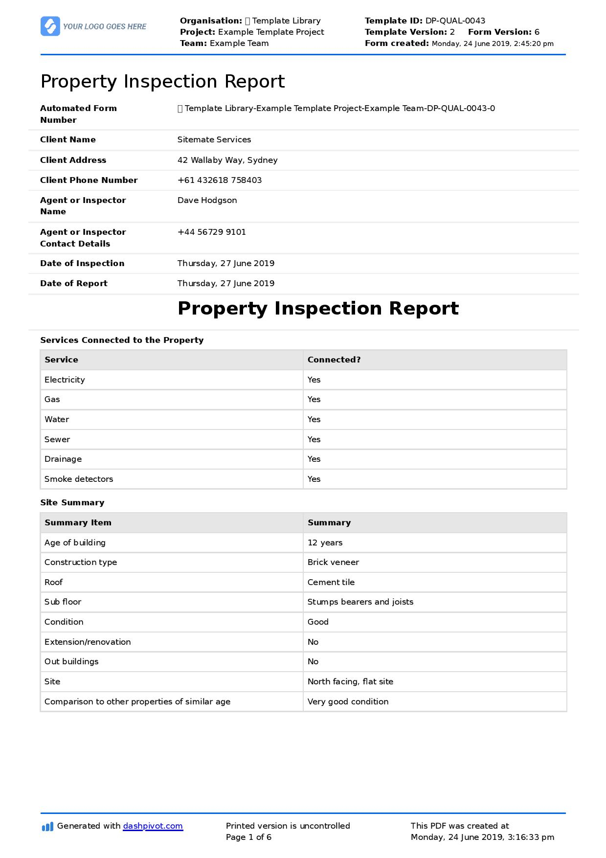 Property Inspection Report Template (Free And Customisable) Intended For Home Inspection Report Template