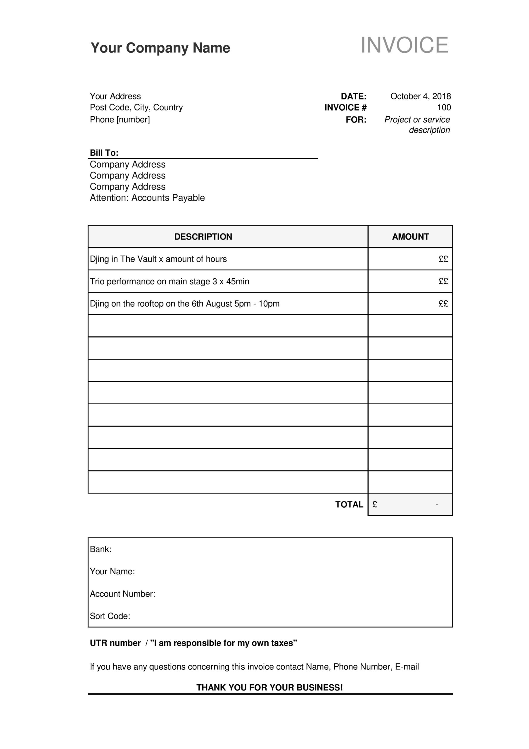 Quick Guide On Invoicing – Soundgirls In Invoice Template For Dj Services