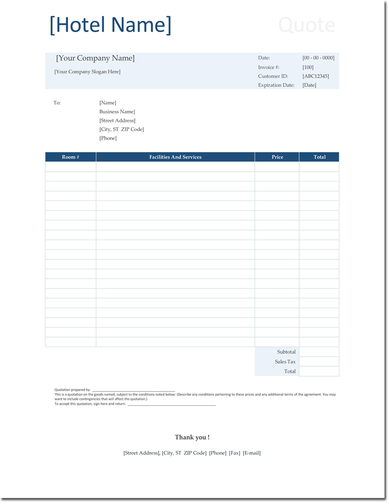 Quotation Templates – Download Free Quotes For Word, Excel For Microsoft Office Word Invoice Template