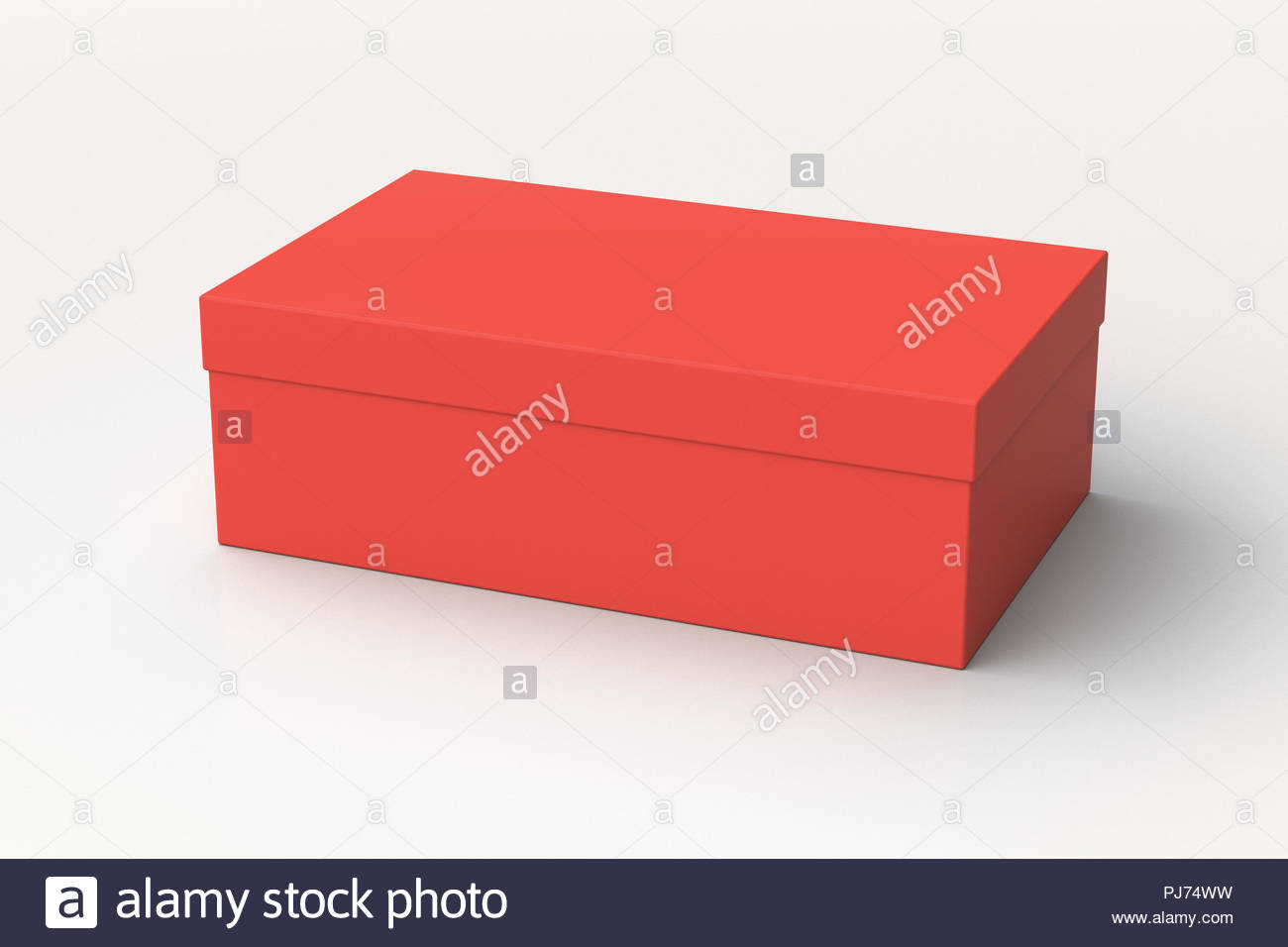 Red Shoe Box Container On White Background. Packaging Mockup Inside Nike Shoe Box Label Template