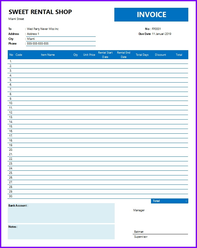 Rental Invoice Template Excel – Colona.rsd7 Regarding Invoice Template For Rent