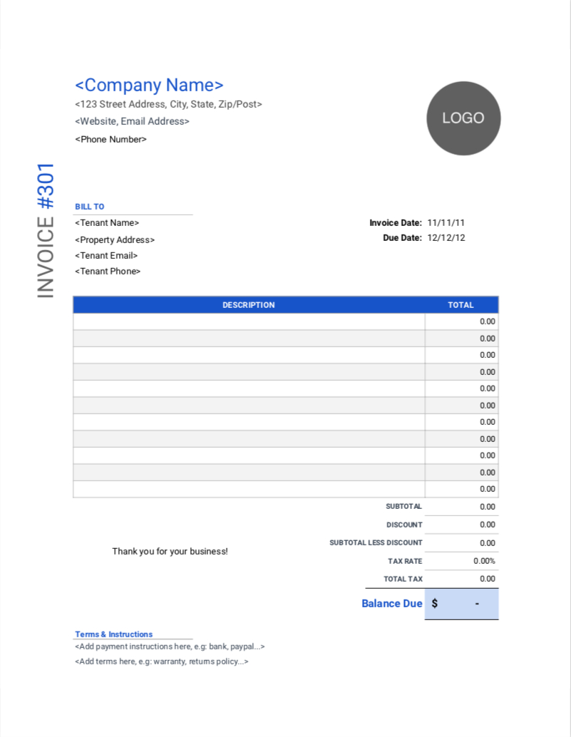 Rental Invoice Templates | Free Download | Invoice Simple For Invoice Template For Rent