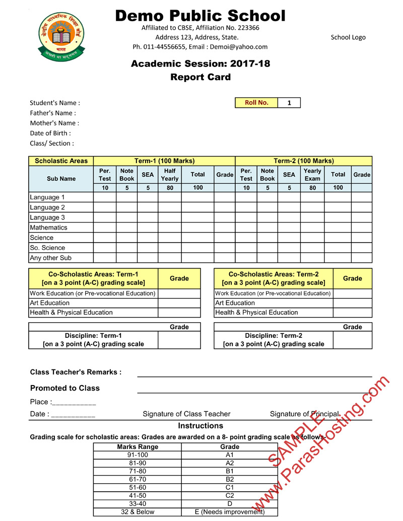 Report Card Format – Colona.rsd7 In Homeschool Report Card Template Middle School