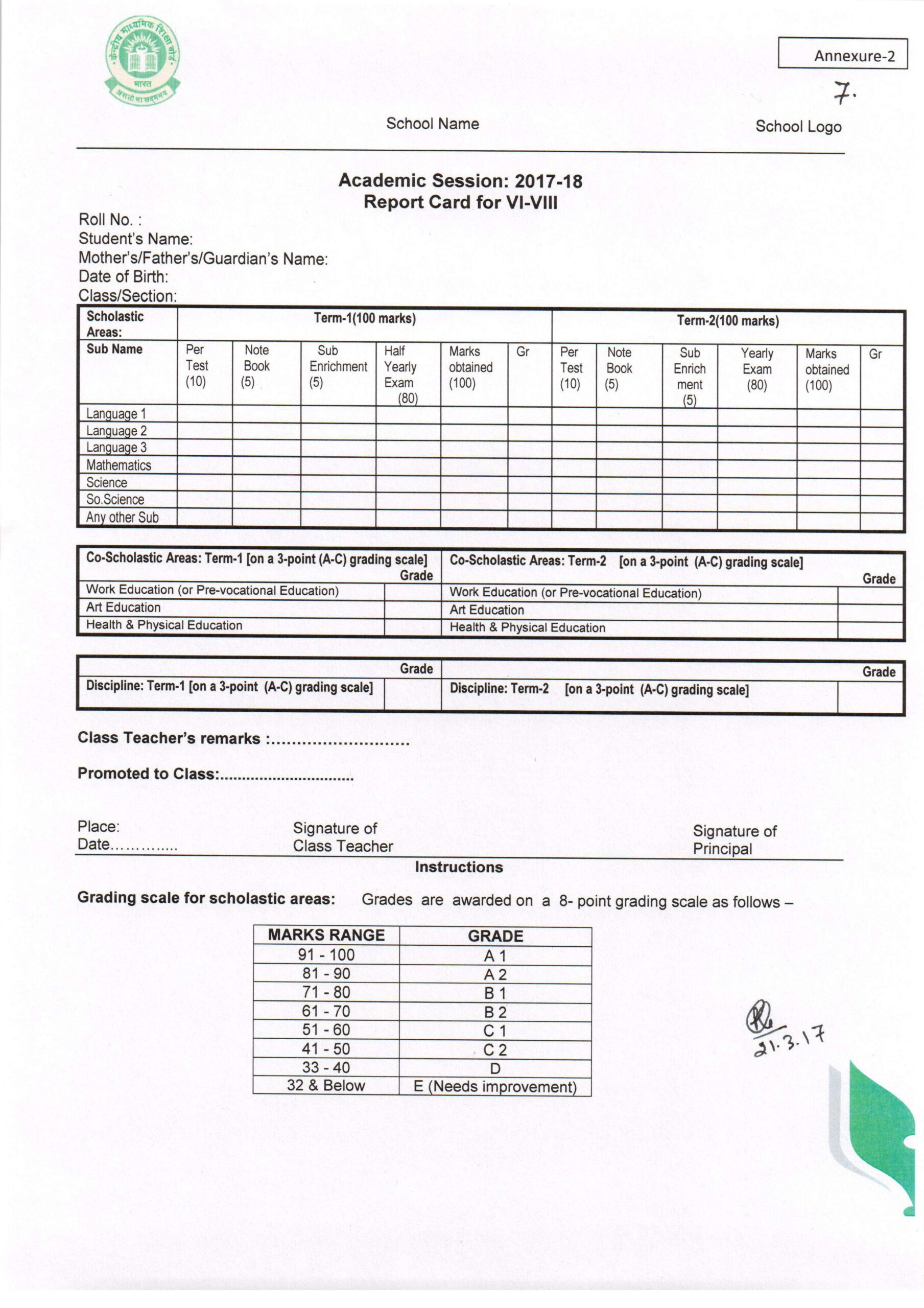 Report Card Format – Colona.rsd7 Regarding Homeschool Report Card Template Middle School