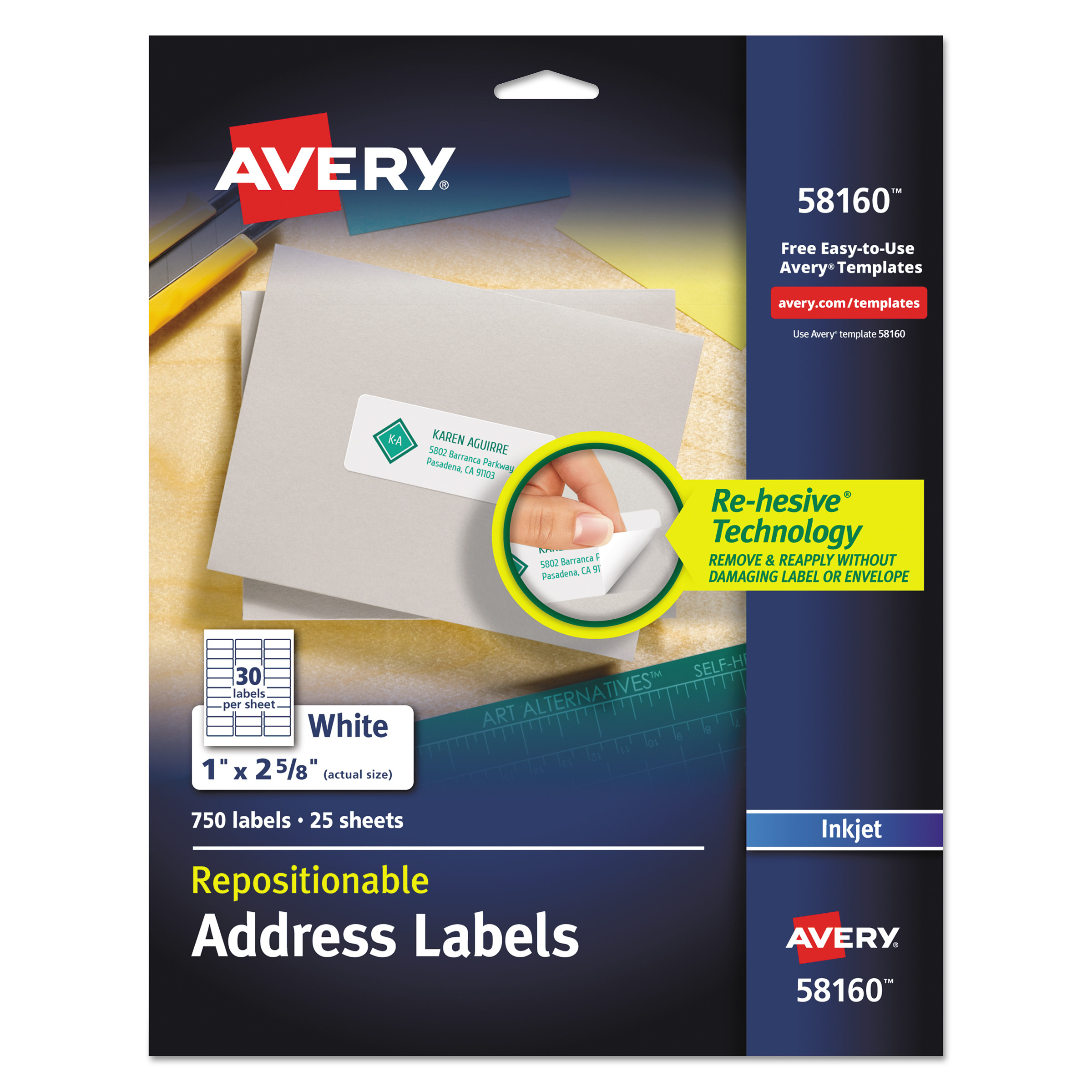 Repositionable Address Labels W/surefeed, Inkjet/laser, 1 X 2 5/8, White,  750/bx Pertaining To Laser Inkjet Labels Templates