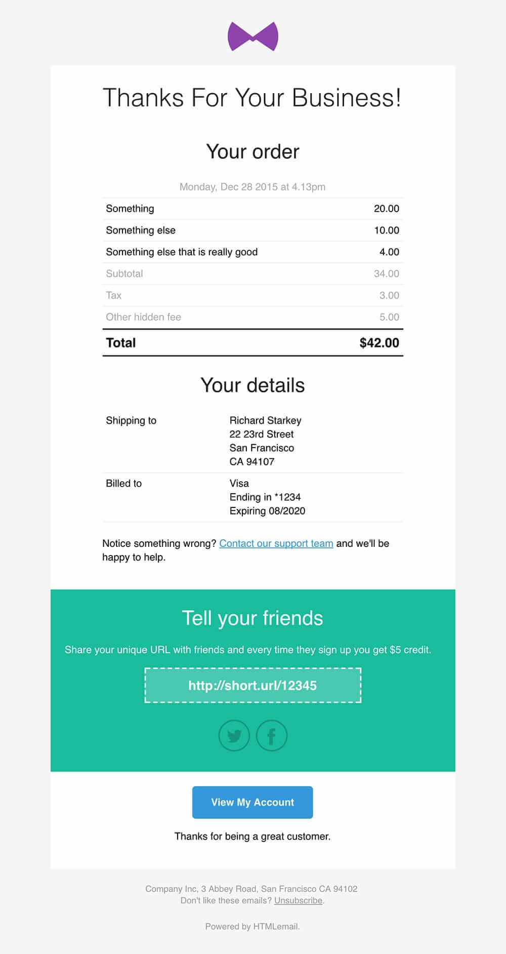 Responsive Receipt & Invoice Email Template With Regard To Invoice Email Template Html