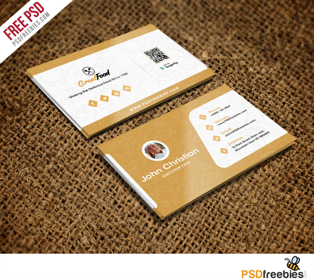 Restaurant Chef Business Card Template Free Psd With Name Card Template Psd Free Download