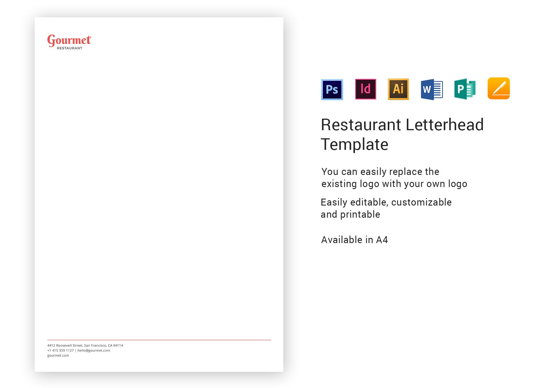 Restaurant Letterhead Template In Psd, Word, Publisher Throughout Letterhead Templates Indesign