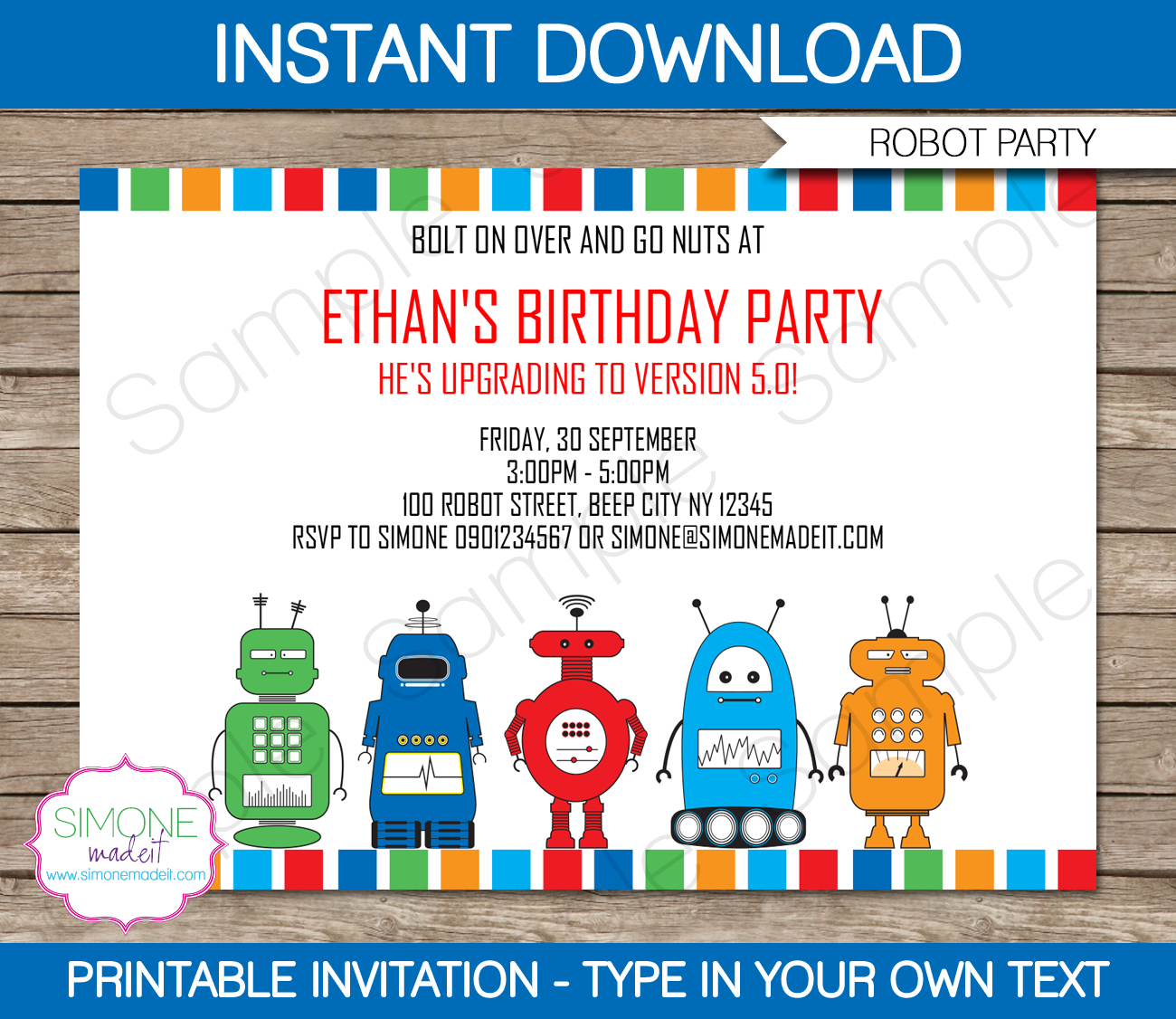 Robot Party Invitations Template | Birth #1155786 – Png With Regard To Monster High Birthday Card Template