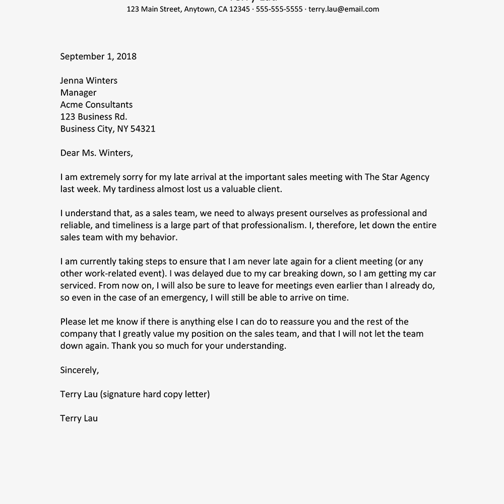 Sample Apology Letter For Being Late Within Letter Of Explanation Template