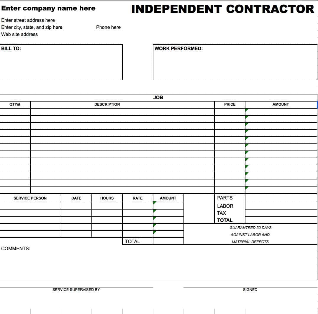 Sample Contractor Invoice - Colona.rsd7 Intended For General Contractor Invoice Template