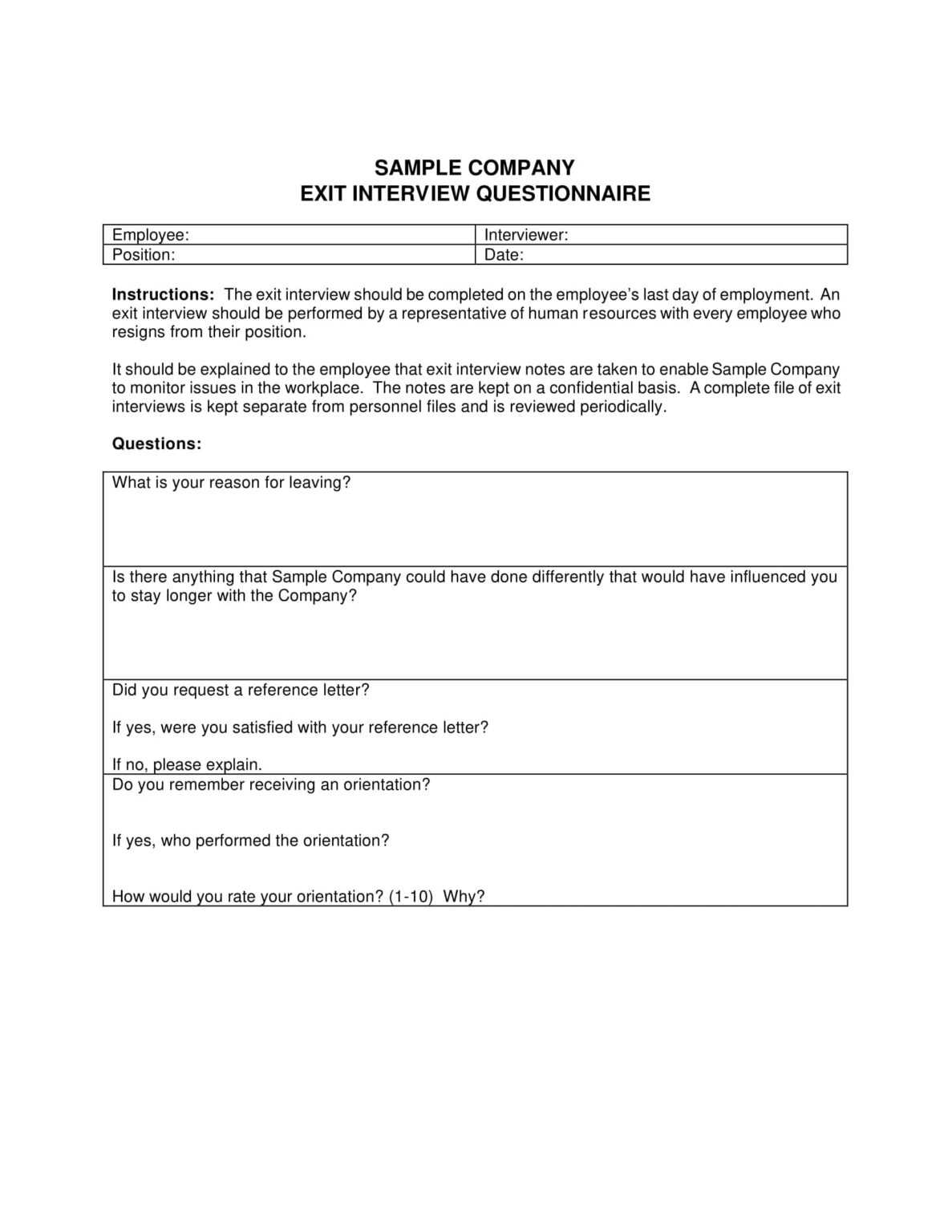 Sample Exit Interview Forms Colona rsd7 In Interview Notes Template