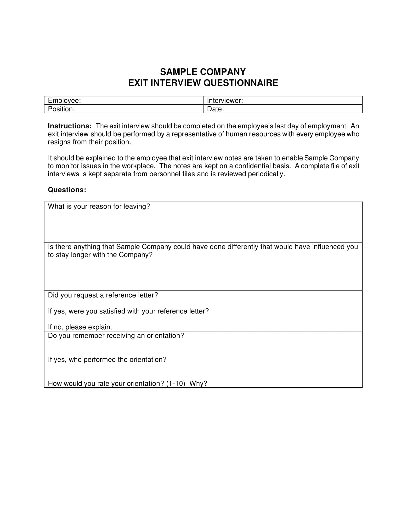 Sample Exit Interview Forms – Colona.rsd7 In Interview Notes Template