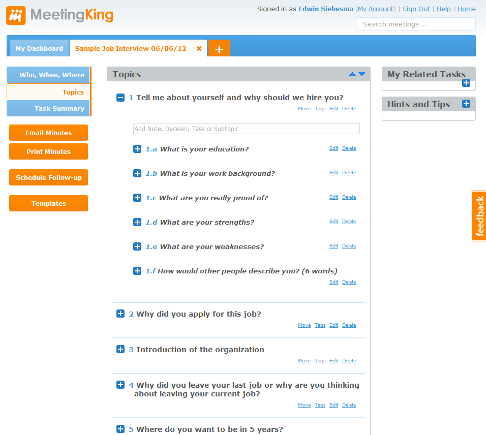 Sample Job Interview Template – Meeting Agenda & Meeting With Interview Agenda Template