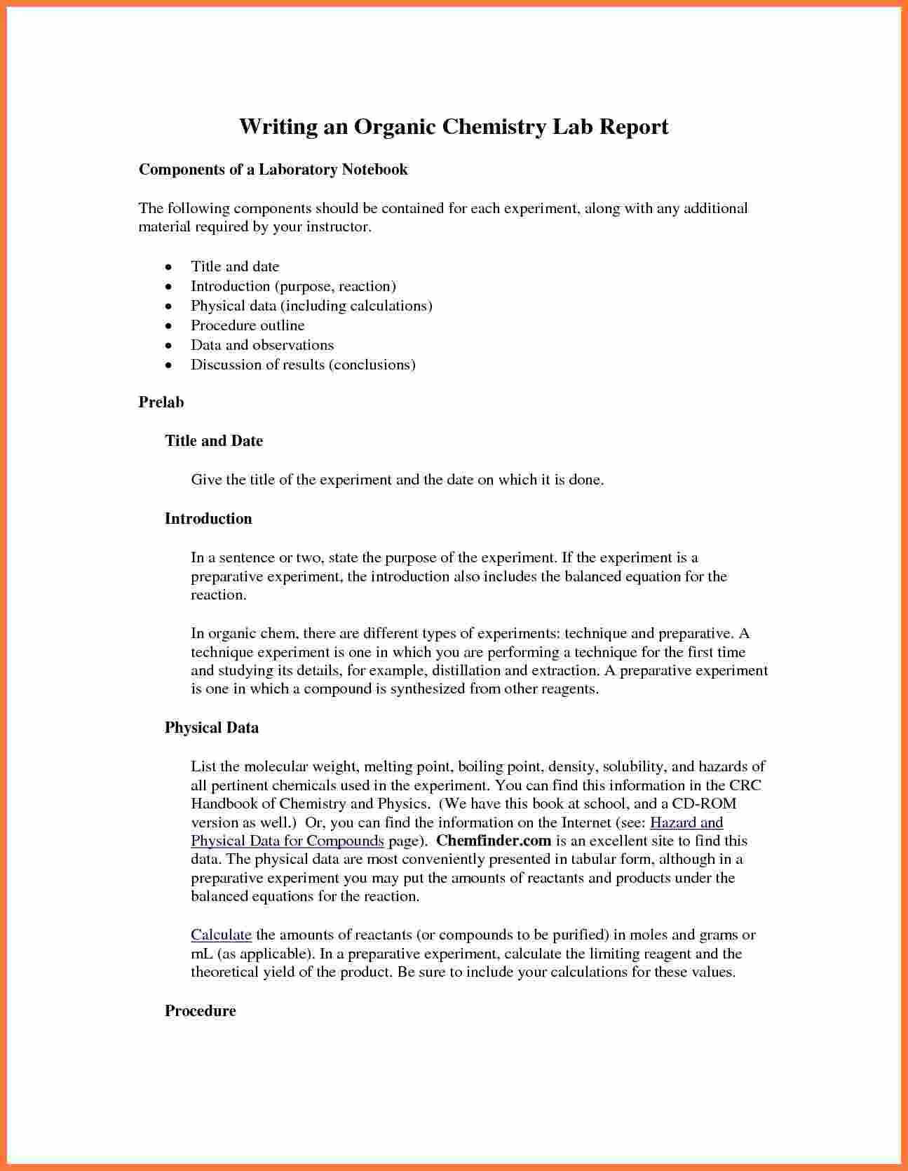 Sample Lab Report Chemistry - Colona.rsd7 In Lab Report Template Chemistry