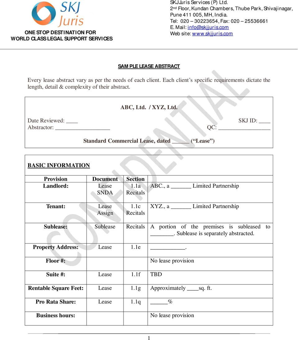 Sample Lease Abstract – Pdf Free Download For Lease Abstract Template