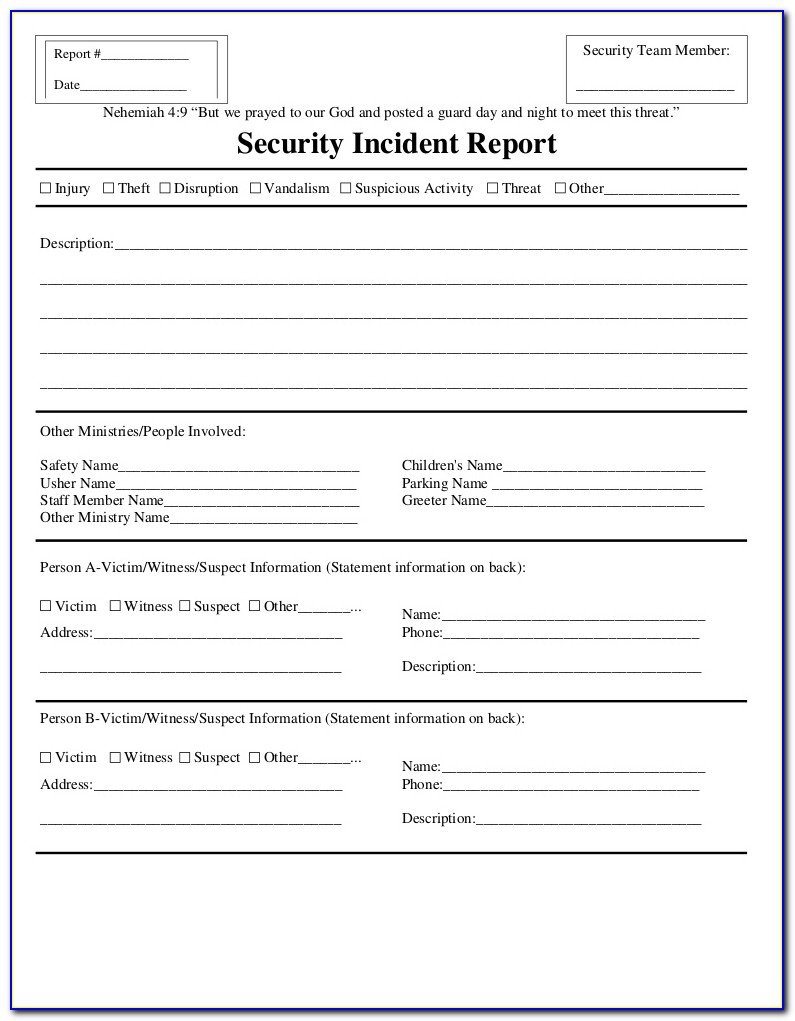 Security Incident Report Form Template – Form : Resume With Regard To Incident Report Form Template Word