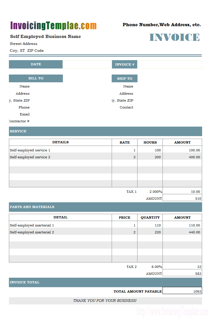 Self Employed Invoice Template In Invoice Template For Dj Services