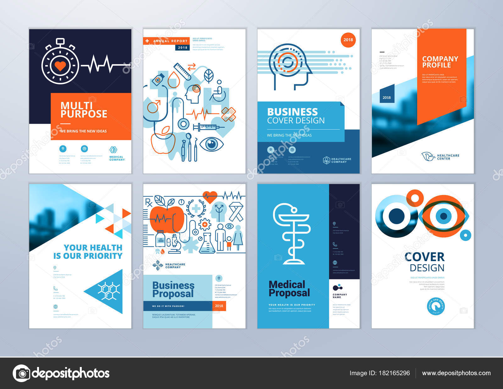 Set Medical Brochure Annual Report Flyer Design Templates Regarding Healthcare Brochure Templates Free Download