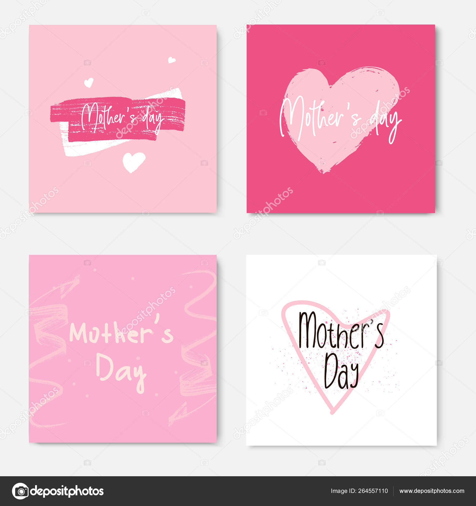 Set Of Happy Mothers Day Lettering Greeting Cards Template For Mother's Day Letter Template