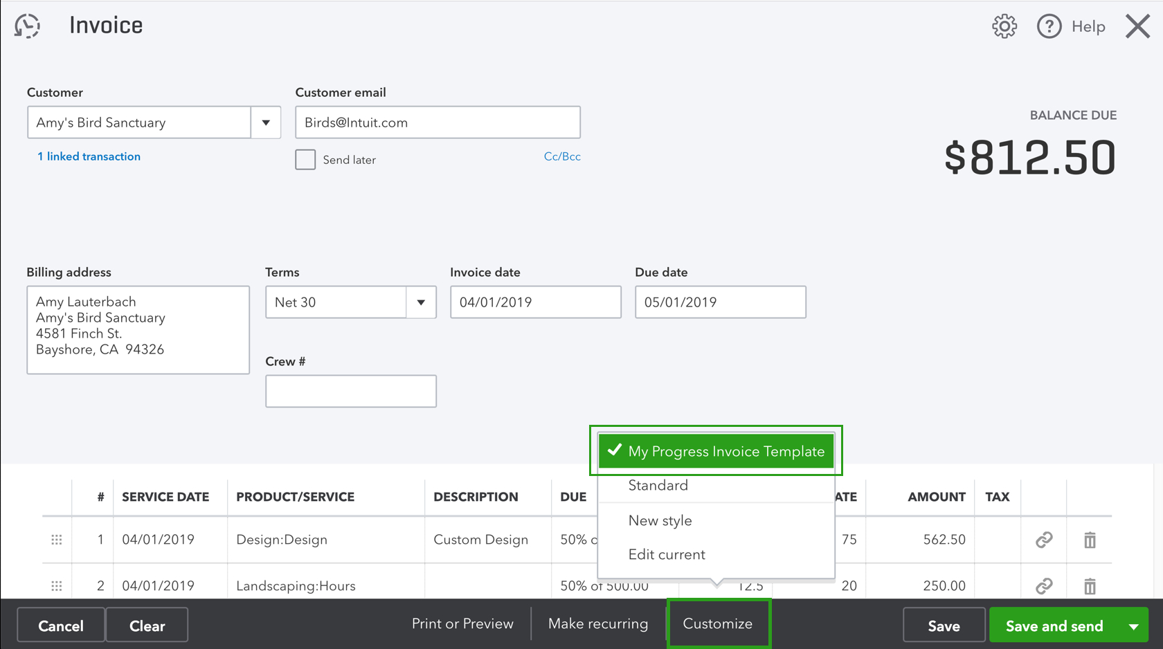 Set Up And Send Progress Invoices In Quickbooks On In How To Edit Quickbooks Invoice Template