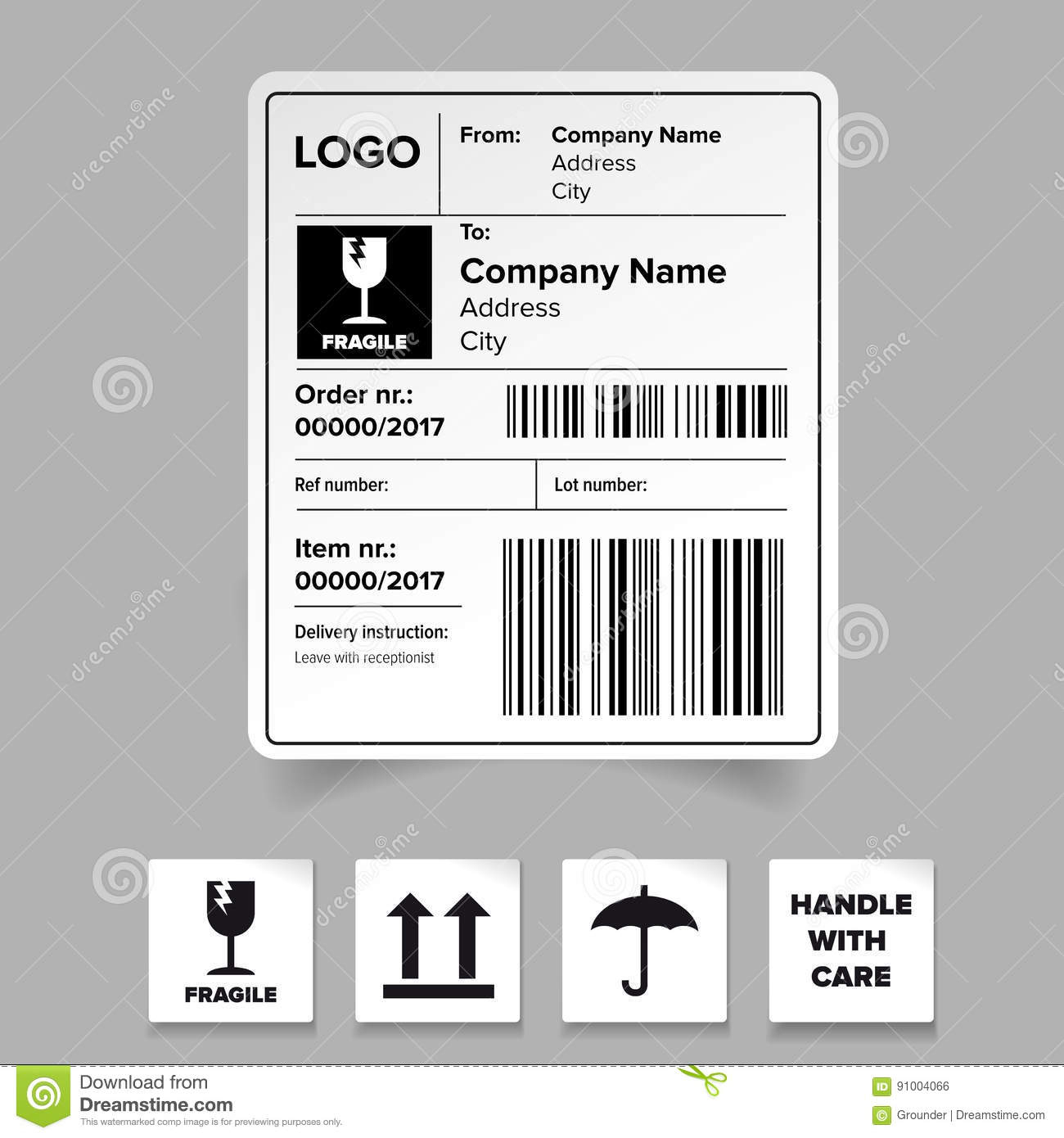Shipping Label Template Stock Vector. Illustration Of Labels Regarding Moving Box Label Template