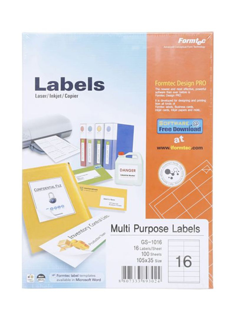 Shop Formtec 100 Sheets Label Per Sheet Box (16 Labels Per Sheet) Online In  Dubai, Abu Dhabi And All Uae Intended For Label Template 16 Per Page