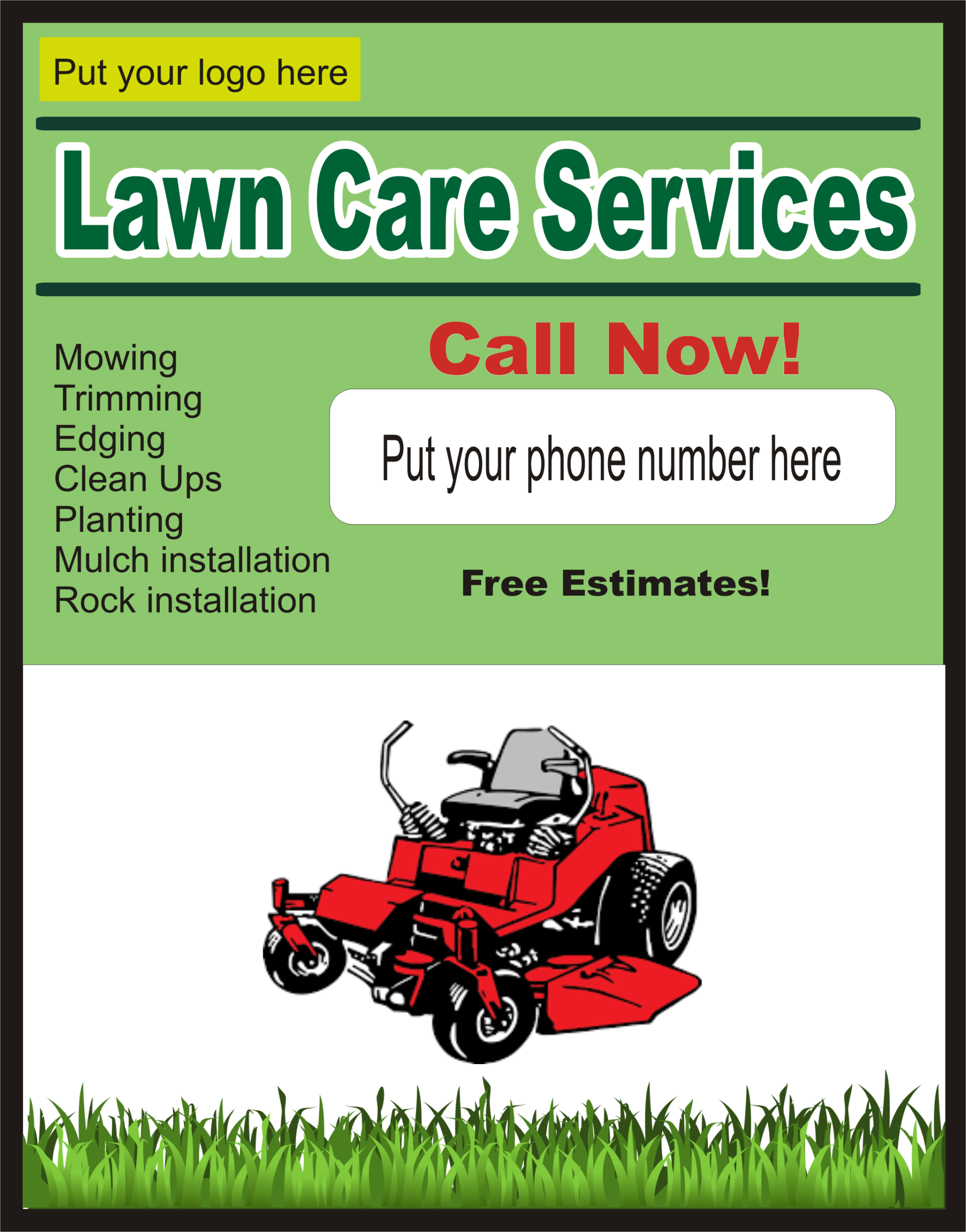 Simple Green Lawn Care Flyer | Lawnprofit In Lawn Mowing Flyer Template Free