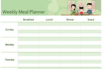 Simple Meal Planner with Meal Plan Template Excel