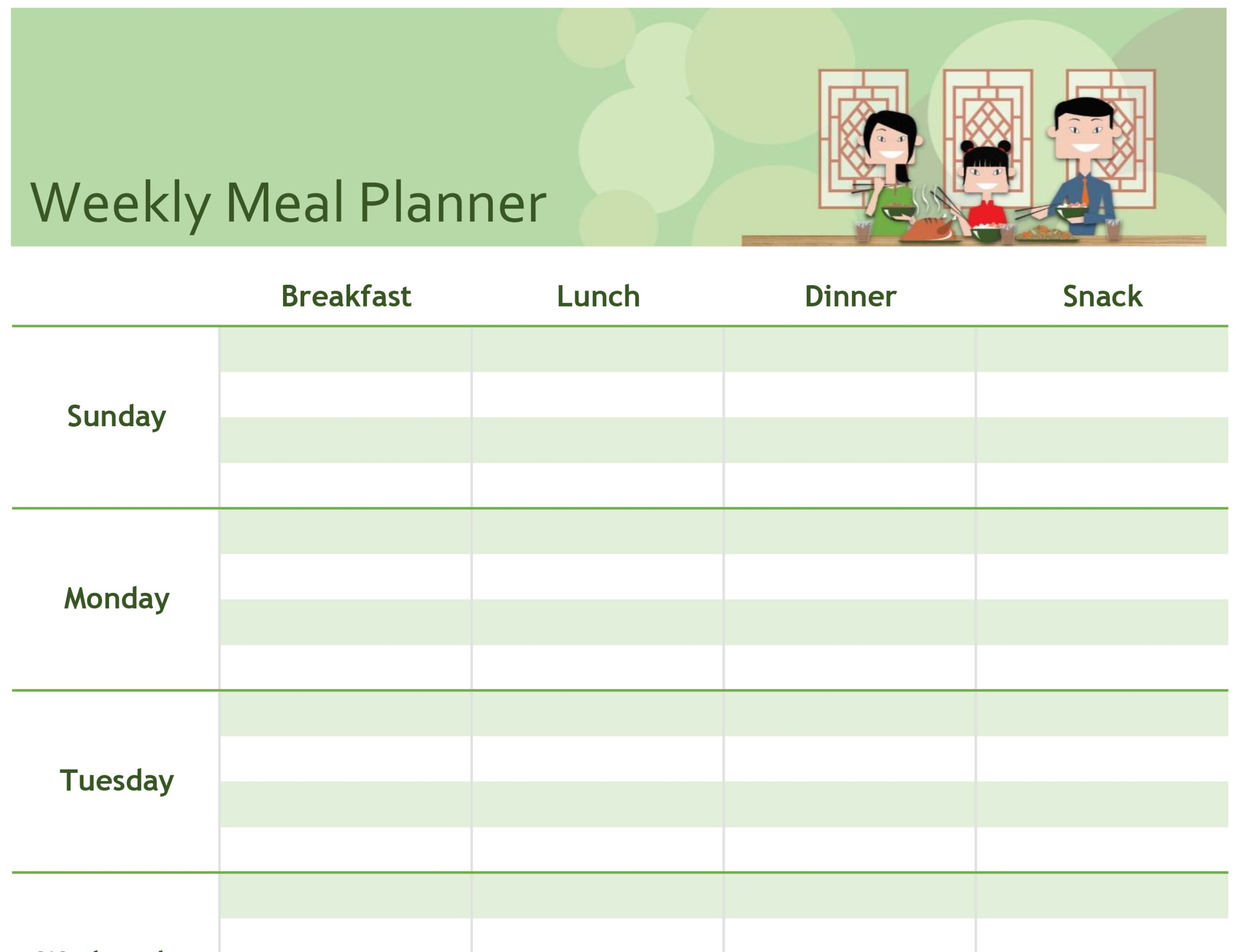 Simple Meal Planner With Meal Plan Template Excel