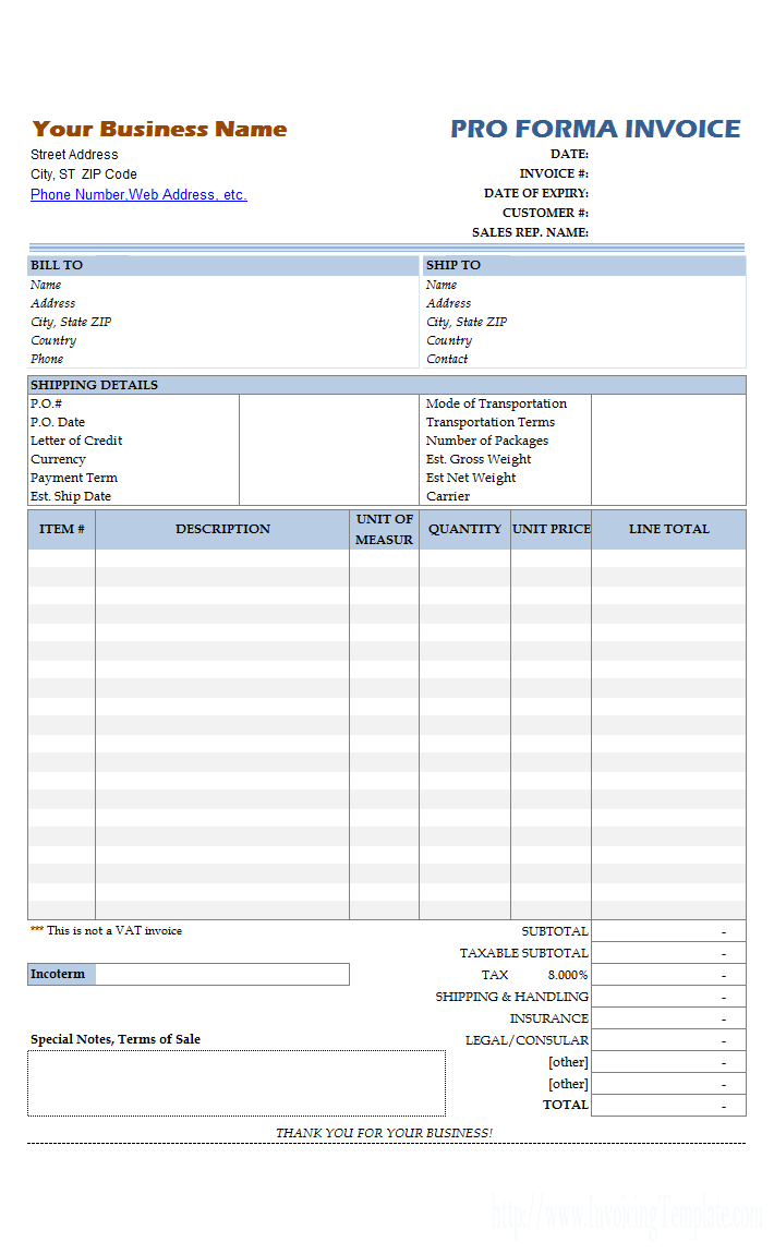 Simple Proforma Invoicing Sample With Regard To Invoice Template Xls Free Download