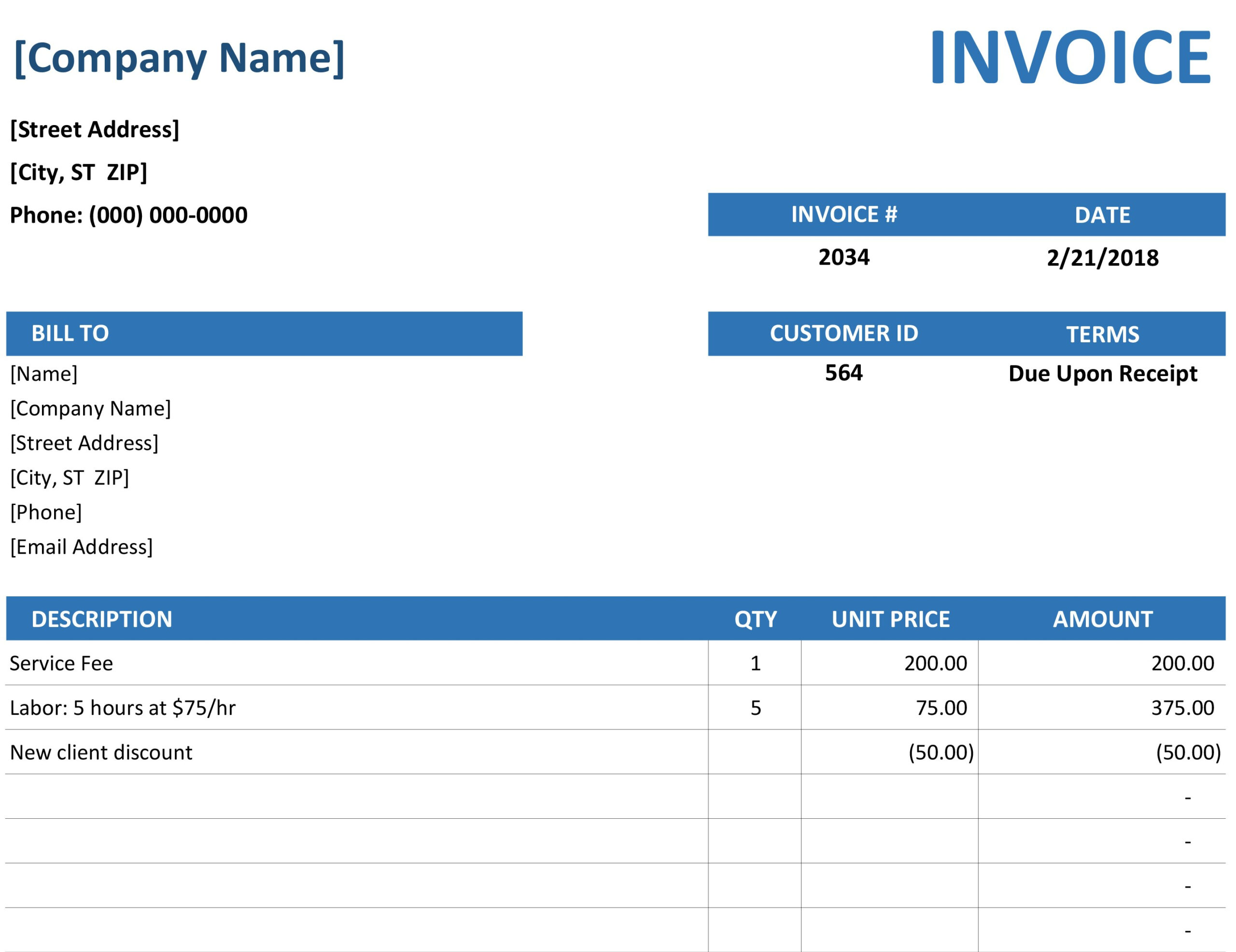 Simple Service Invoice With Image Of Invoice Template
