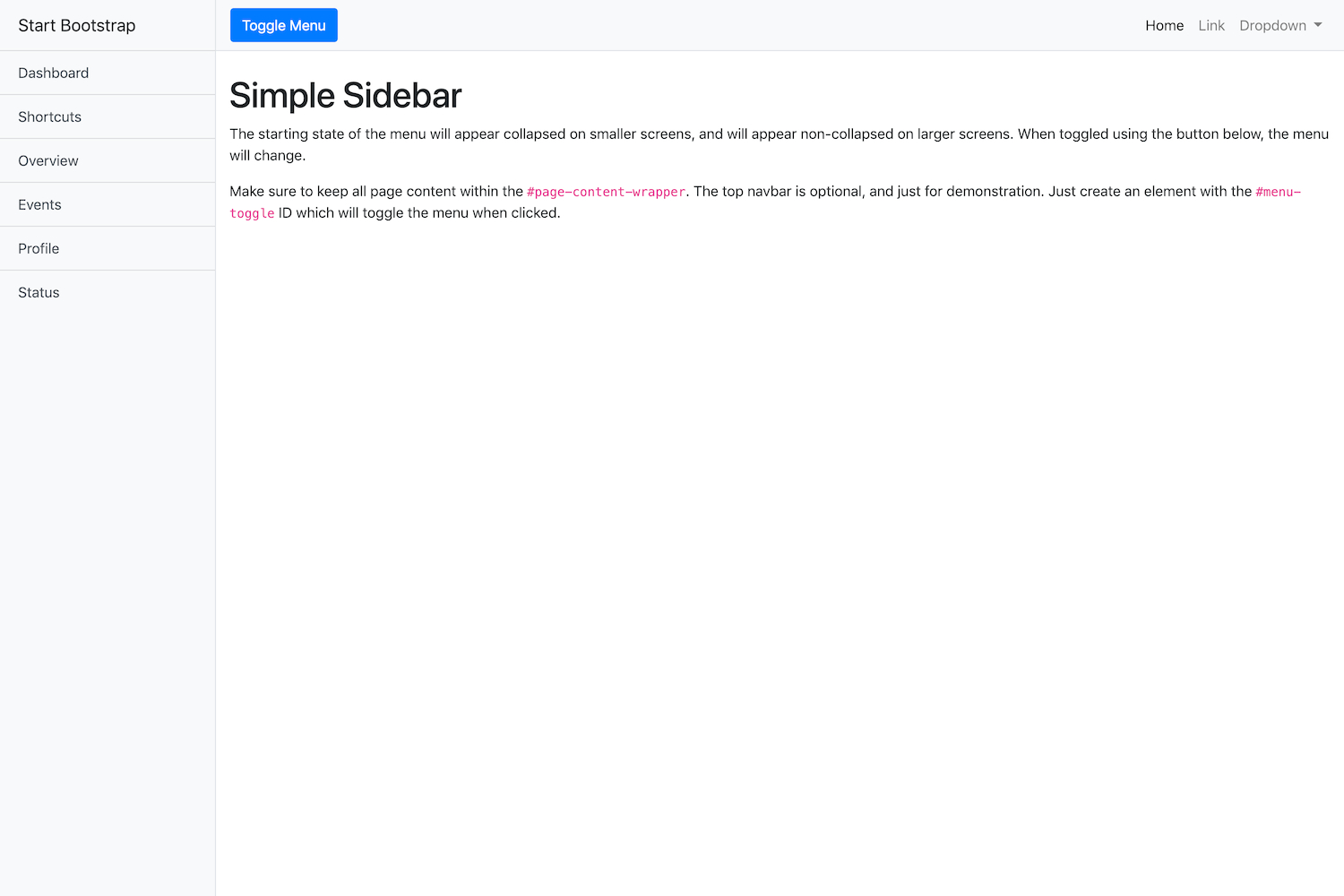Simple Sidebar – Bootstrap Sidebar Template – Start Bootstrap Intended For Html Vertical Menu Bar Template