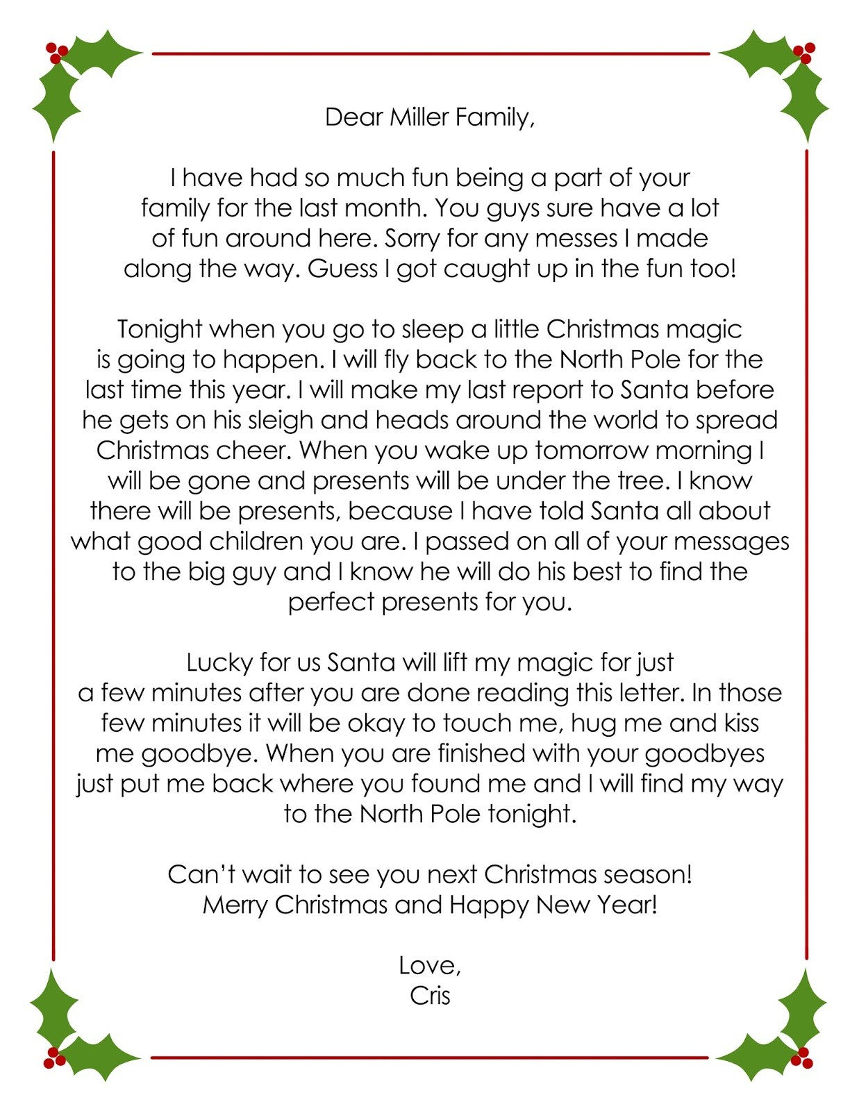 Smart Letters From Elf On The Shelf Printable | Bates's Website Regarding Goodbye Letter From Elf On The Shelf Template