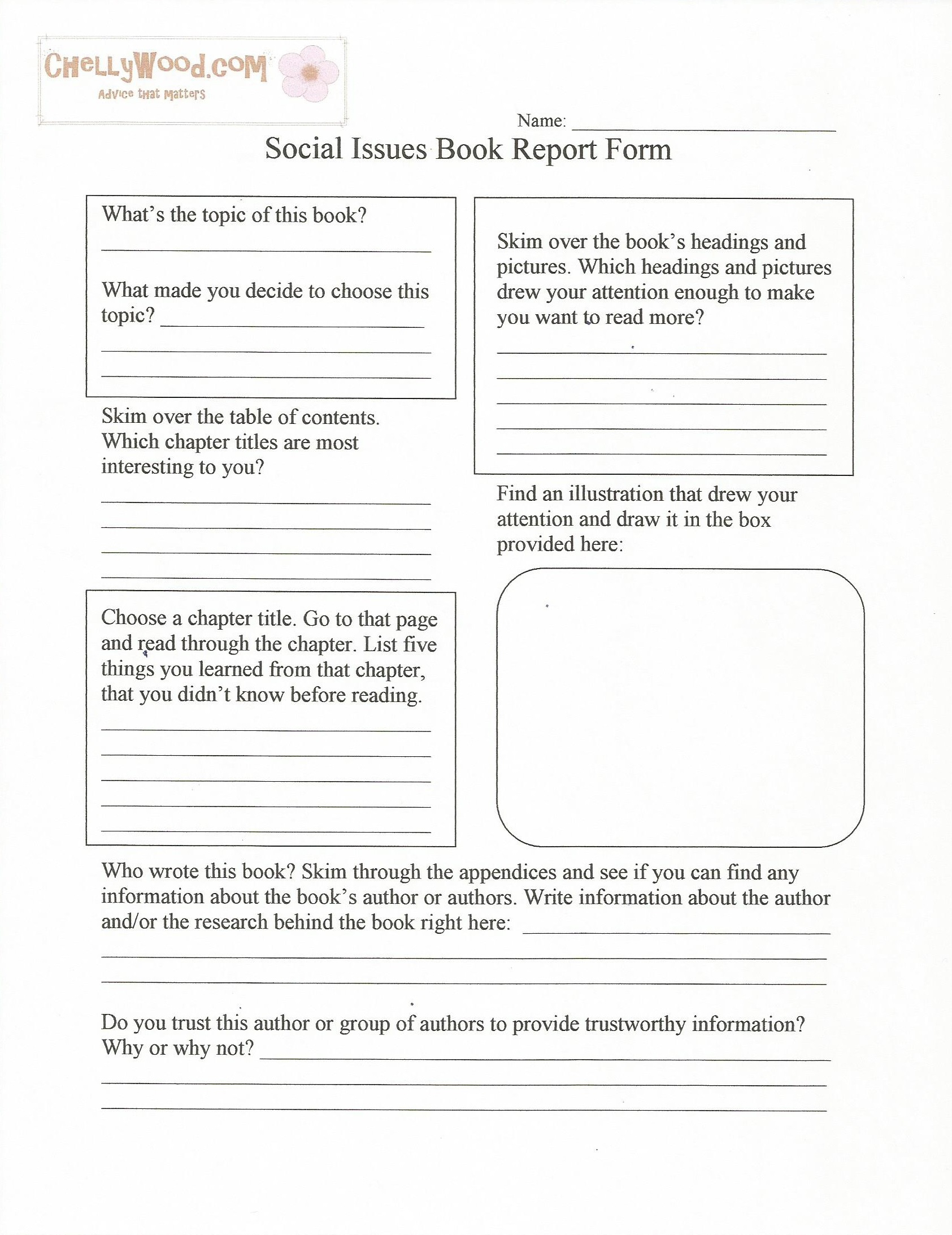 Social Issues Nonfiction Book Report Form–Free Printable Pertaining To Nonfiction Book Report Template