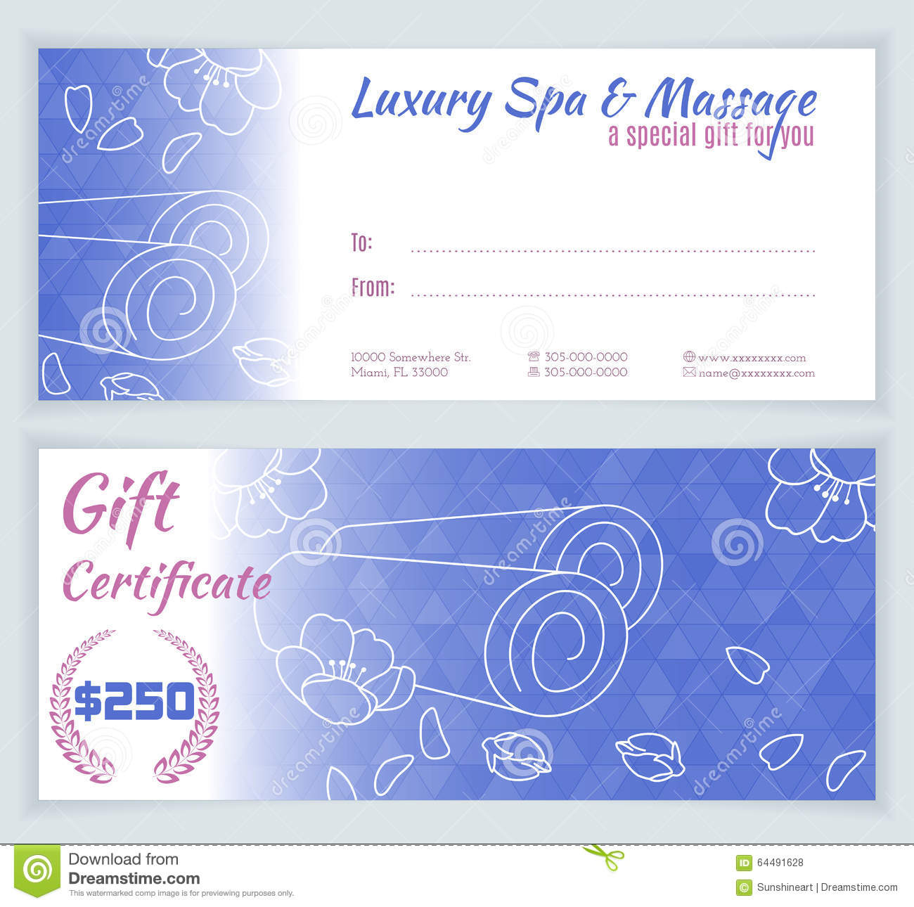 Spa, Massage Gift Certificate Template Stock Illustration Pertaining To Massage Gift Certificate Template Free Download