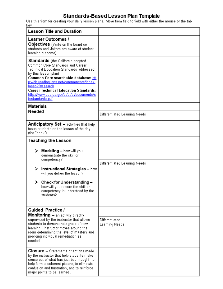 standards-based-lesson-plan-templates-at-in-learning-focused-lesson