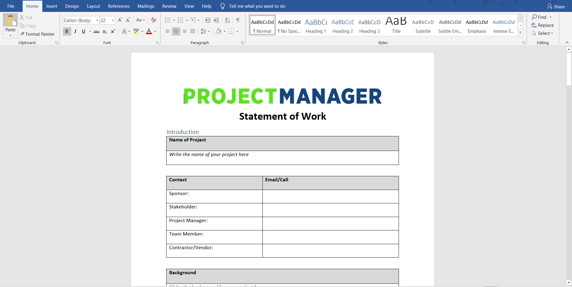 Statement Of Work Template (Sow) – Projectmanager Within Leader Standard Work Template