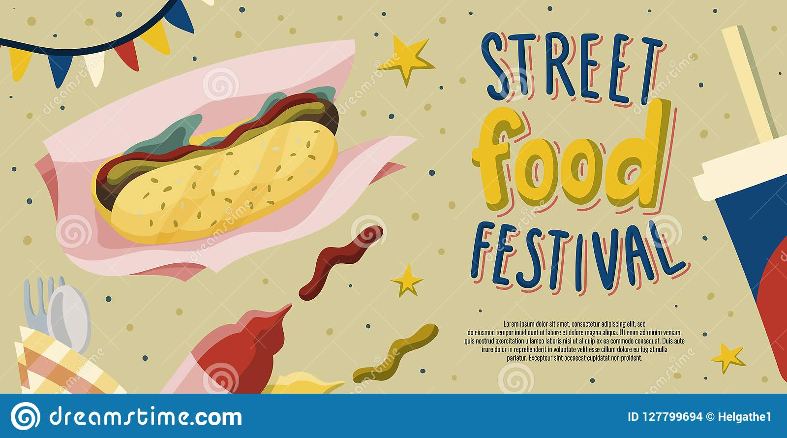 Street Food Festival Flyer Template Design With Hot Dog Throughout Hot Dog Flyer Template