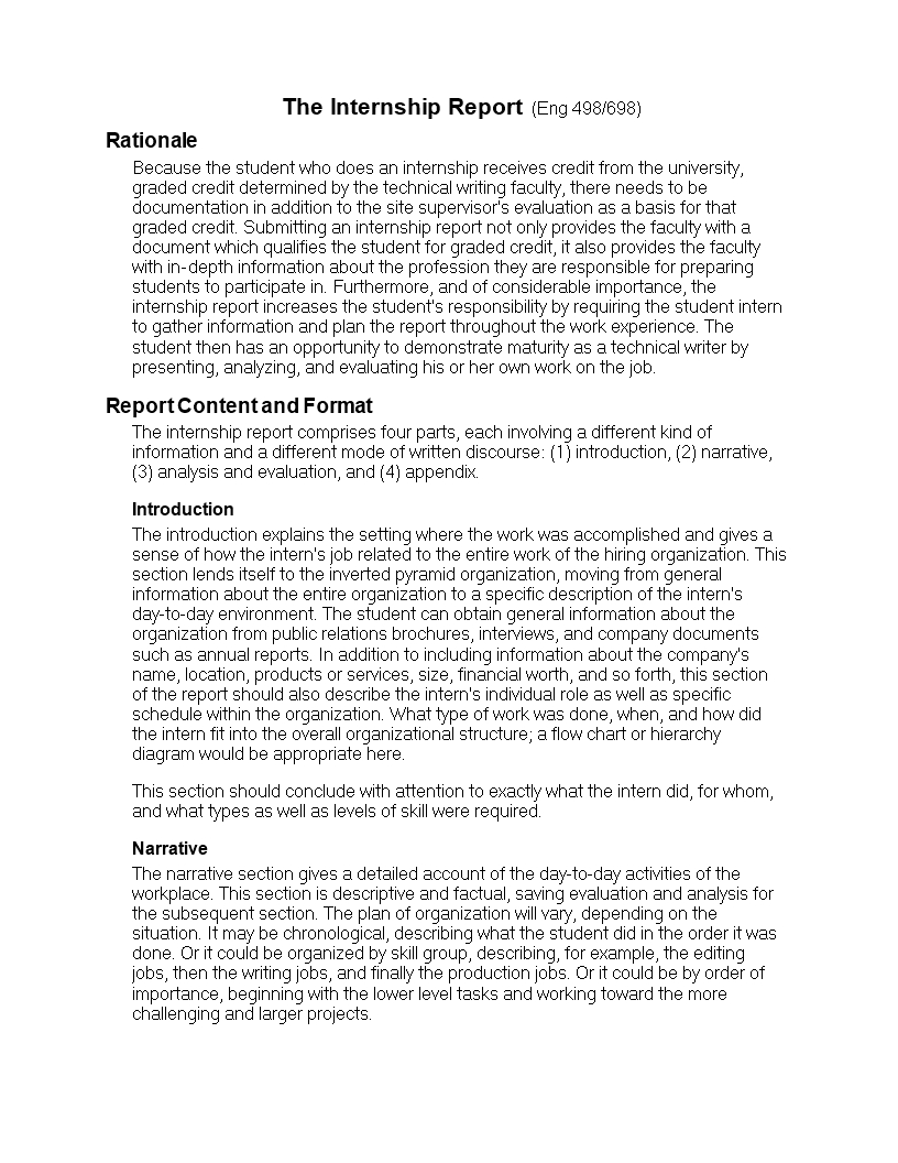 Student Internship Report Format | Templates At With Regard To Introduction Template For Report