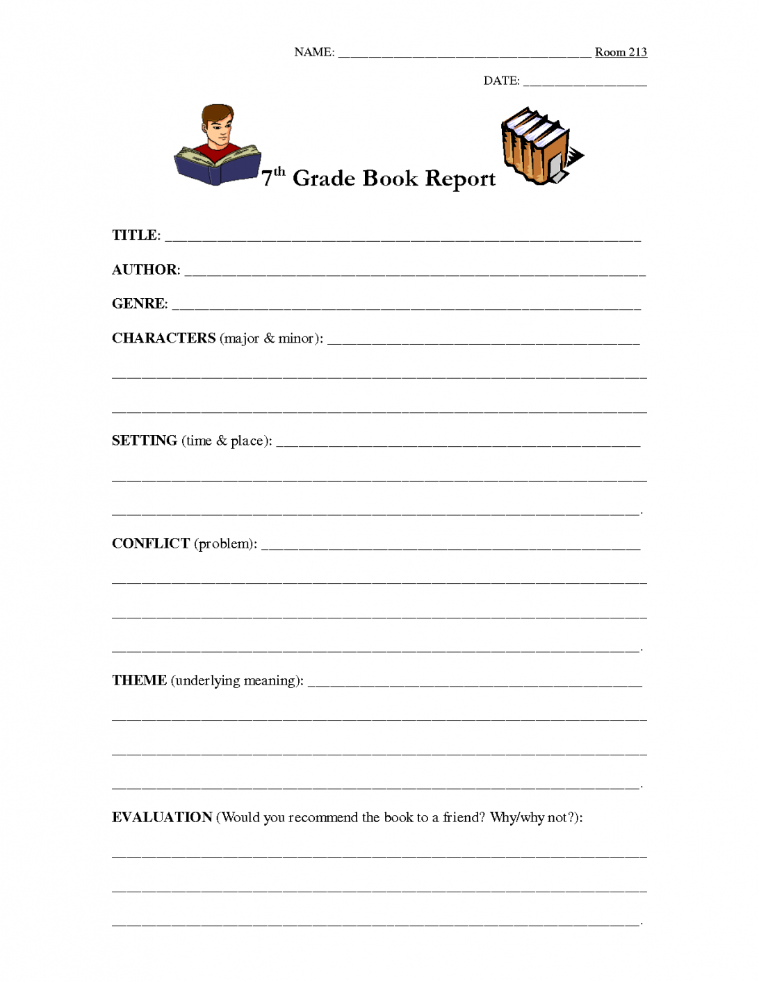 Summary Report Template Book Form For 6Th Graders 4Th Grade Pertaining To High School Book Report Template