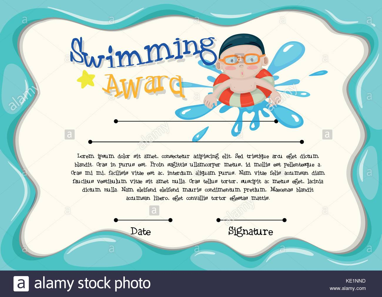 Swimming Certificate Stock Photos & Swimming Certificate With Regard To Guinness World Record Certificate Template