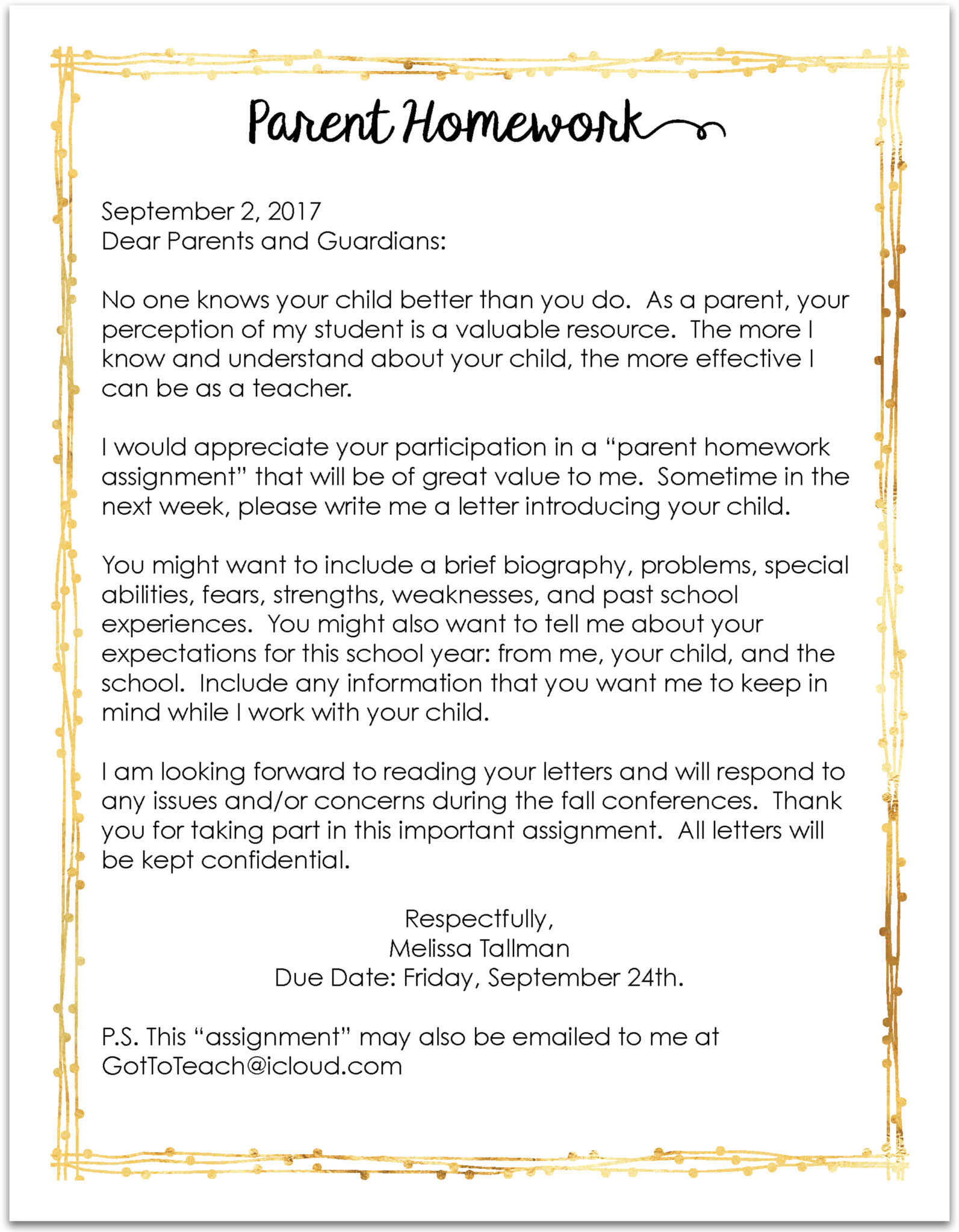 Teacher Parent Letter – Firuse.rsd7 Within Letters To Parents From Teachers Templates