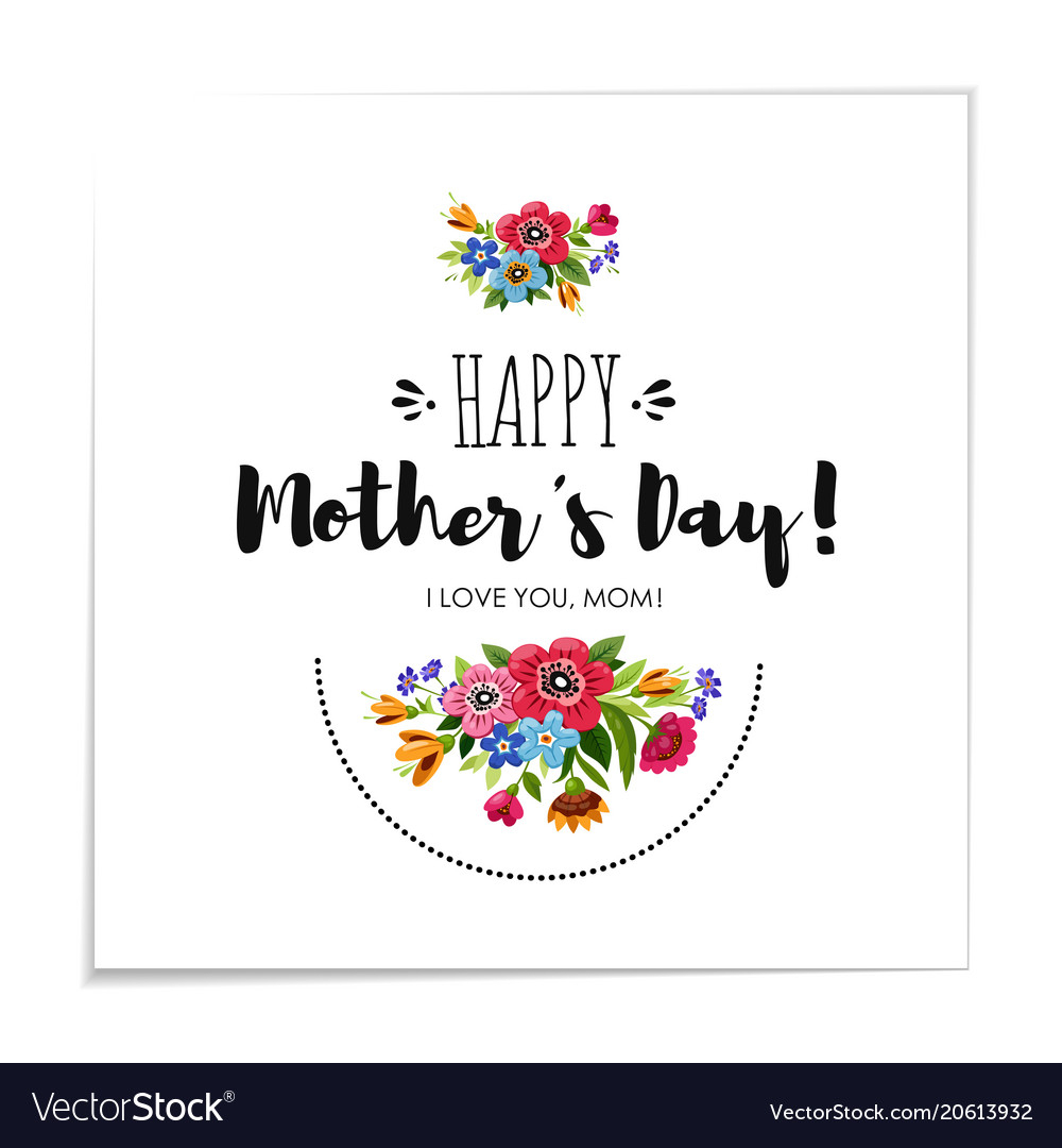 Template Happy Mothers Day Card With Flowers For Mothers Day Card Templates