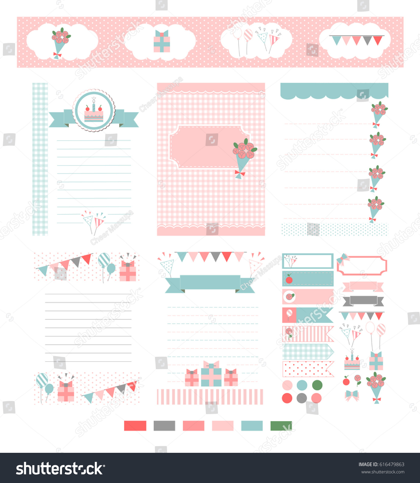 Template Notebook Paper Diary Scrapbook Card Stock Vector Throughout Notebook Label Template