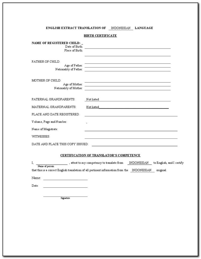 Thai Birth Certificate Translation Form – Form : Resume Regarding Mexican Birth Certificate Translation Template